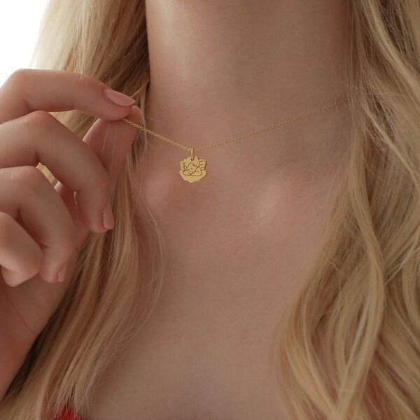 BELLYBIRD Jewellery Kinderkette - kleiner Schutzengel mit Wolke, Anhänger/ Silber/ Silber vergoldet