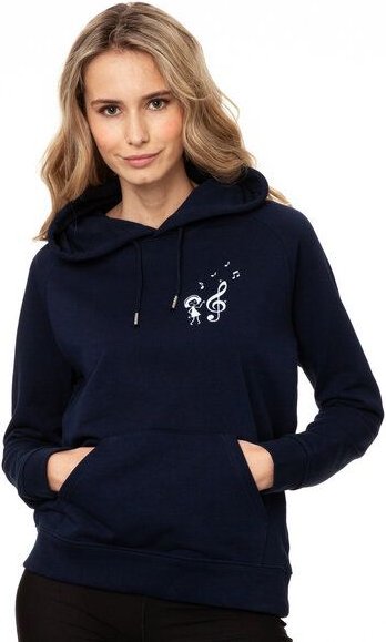 FellHerz Damen Hoodie Music Lover navy, Bio Fair und Vegan
