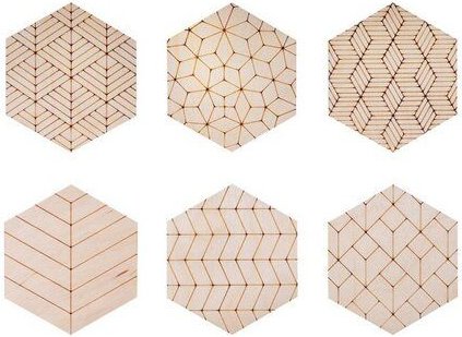 BeWooden Untersetzer aus Holz "Deco" - 6St.