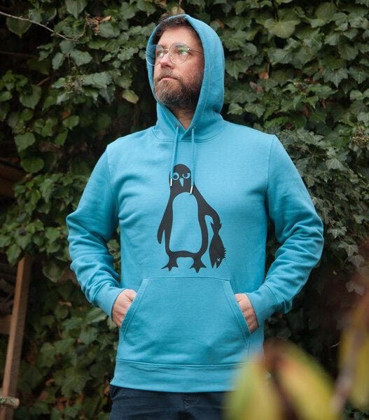 päfjes Pinguin Paul - Fair Wear Bio Unisex Hoodie / Kapuzenpulli - LightAzur