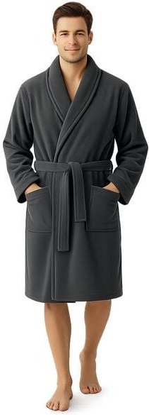 Bruno Barella Herren Bademantel 100 % Biobaumwolle aus der türkischen Ägäis in Anthrazit, Sand, Navy – flauschig & saugf...