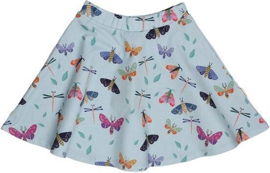 Thumbnail - Kinder Rock GOTS-zertifiziert aus Bio-Baumwolle hellblau mit buntem Schmetterlingsmuster – Walkiddy