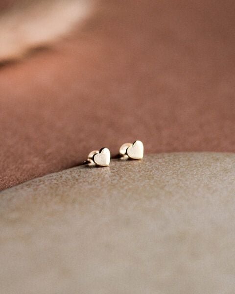 lille mus Ohrstecker 'Herz' 925 Silber / vergoldet