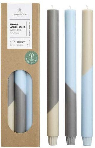 Originalhome Diagonale Stabkerzen für bewusste Geschenke , S/3 - paraffinfrei & vegan
