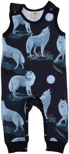 Baby Strampler „Singing Wolves“ aus Bio-Baumwolle in Dunkelblau – GOTS-zertifiziert, Walkiddy