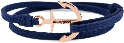 Classygood. Anker Armband Edelstahl - Rosègold - Alcantara-Leder Band