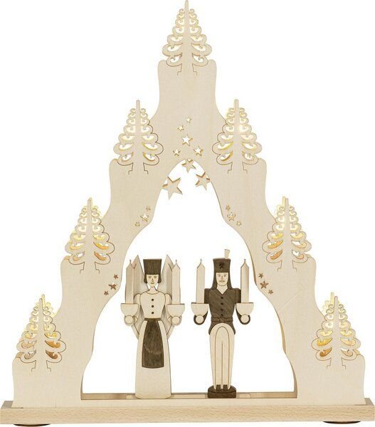 Weigla® Holzkunst Moderne LED- Lichterspitze 7 flg. "Engel und Bergmann" NEU 2024