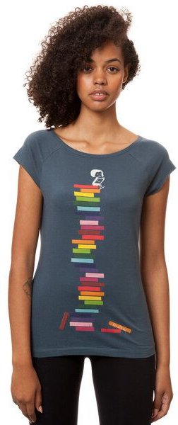 FellHerz Damen T-Shirt Books Girl Bio Fair