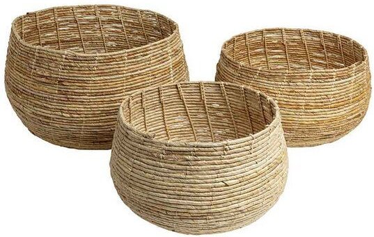 Originalhome Natürlicher Bodenkorb aus Abaca, handgefertigt, 3er Set