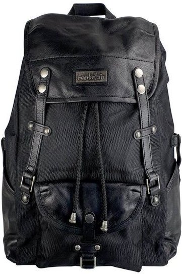 manbefair Robuster Laptop Rucksack Athena aus recyceltem Nylon Gewebe und Rinds-Leder