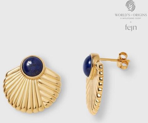 fejn jewelry Ohrstecker 'bold half sun' mit Lapislazuli