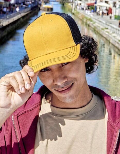 Atlantis Headwear Atlantis Netz-Cap Mesh Cap Snapback Kappe Cappy leicht gebogener Schirm Mehrfarbig