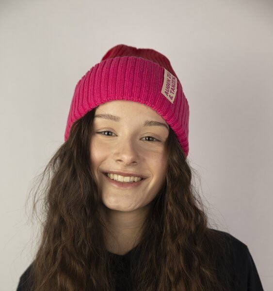 Kiwistories Strickmütze Augen zu und Tanzen Rot Pink Baumwolle