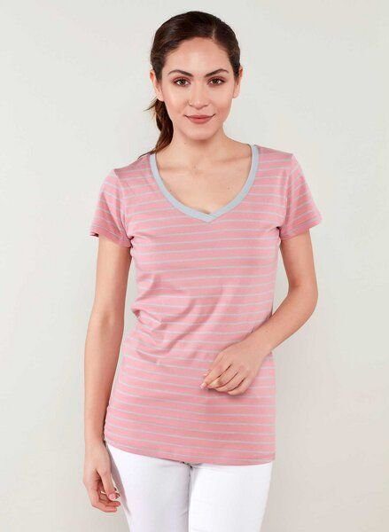 ORGANICATION Ringelshirt aus Bio Baumwolle mit V-Ausschnitt