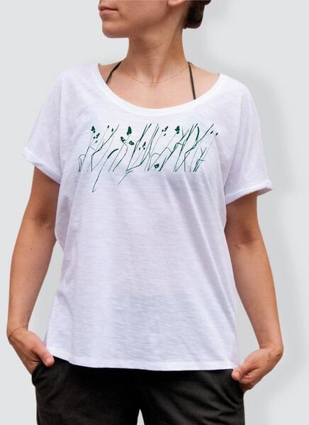 little kiwi Damen T-Shirt, "Wiese", Weiss - Opaline/White