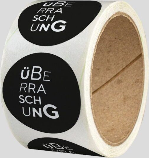 Fines Papeterie 50 schwarze Sticker * Überraschung * Geschenkaufkleber * 4cm rund * Naturpapier