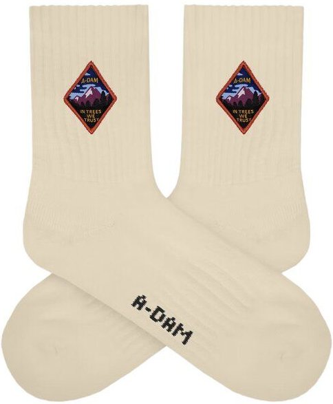 A-Dam Cremeweiße Socken Patch Tree