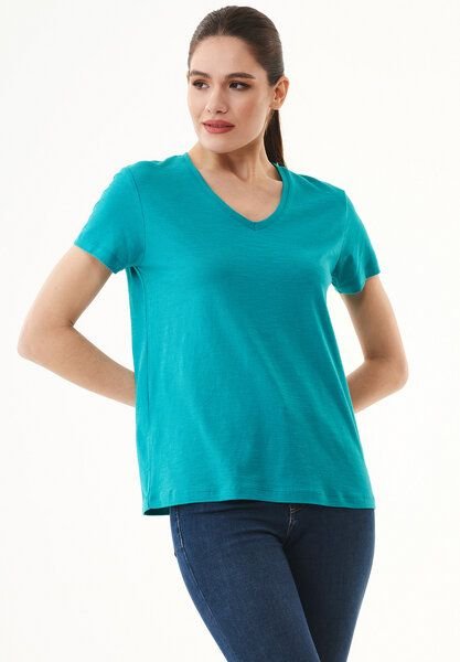 ORGANICATION Damen Basic T-Shirt aus Bio-Baumwolle mit V-Ausschnitt