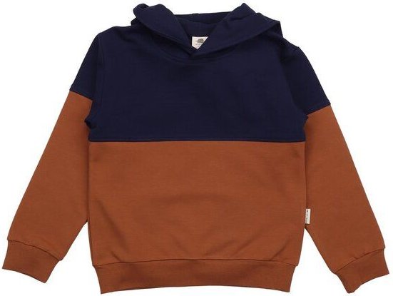 Kinder Kapuzenpullover GOTS-zertifiziert aus Bio-Baumwolle zweifarbig navy-braun – Walkiddy