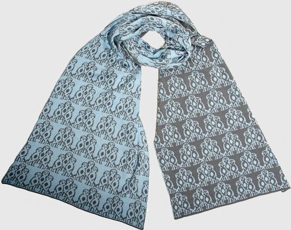 LANARTO slow fashion Schal "Erdmännchen" zweifarbig gestrickt aus mulesingfreier Merinowolle