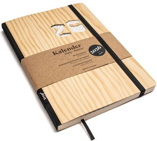 tyyp Taschenkalender 2026 A5 – mit Echtholz-Cover aus FSC-Kiefer, vegan & handmade
