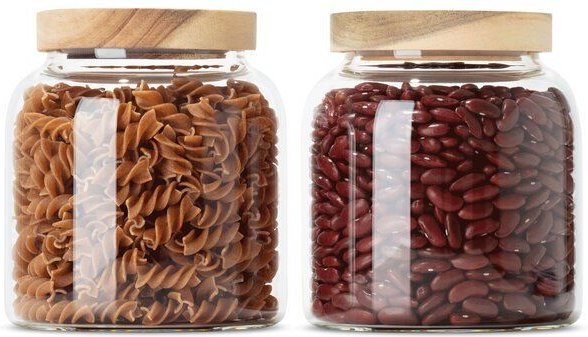 Thumbnail - Econovo Vorratsgläser mit Holzdeckel | 900ml (Set 2-tlg.) | Kollektion Oval