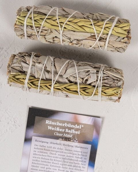 Oh Shanti Räucherbündel Weißer Salbei mit Sweetgrass, 2er Set