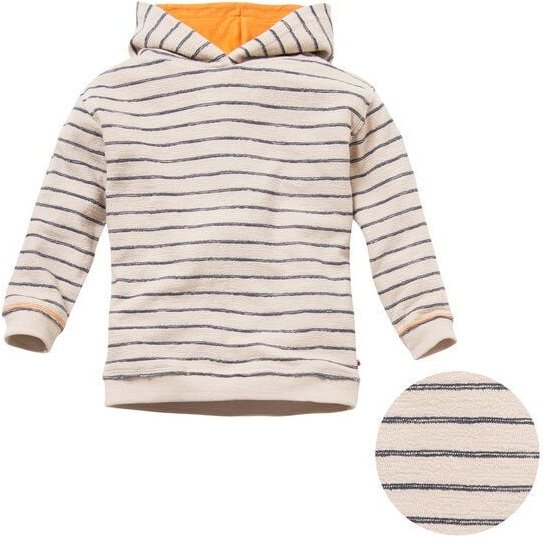 People Wear Organic Sweat-Hoodie in besonderer Stoff-Qualität, beige-dunkelblau geringelt, aus Bio-Baumwolle