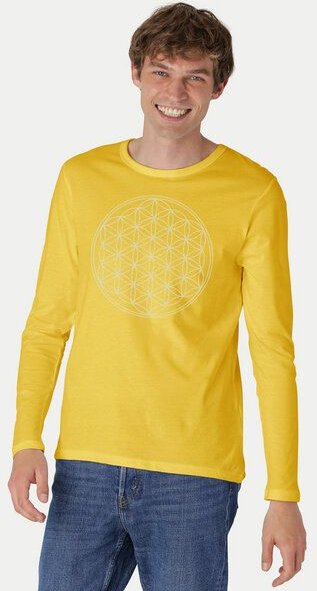 Peaces.bio - handbedruckte Biomode Bio-Herren-Langarmshirt "Die Blume des Lebens"
