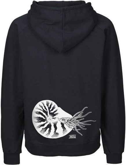 HANDGEDRUCKT "Nautilus" Männer Zip Hoody aus reiner Biobaumwolle (kbA)