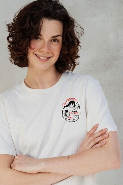 Kultgut Biofair - Artdesign - Recyceltes Bio- Baumwolle- off white / une baguette