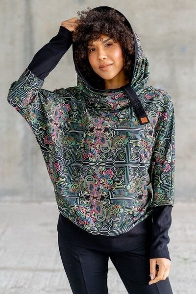 KOKOworld Sweatshirt Pulli Poko – Kimono-Schnitt mit Schal-Kapuze & Gürtel – Bio-Baumwolle, fair & nachhaltig in EU prod...