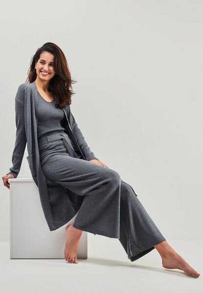 YOU LOOK PERFECT 100% Merino langer Cardigan mit Taschen "Blossom"