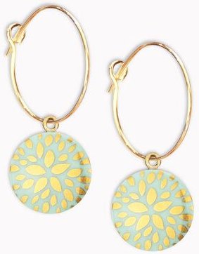 lille mus Creolen mit Porzellan-Anhänger 'Blumenstern' Porzellanschmuck