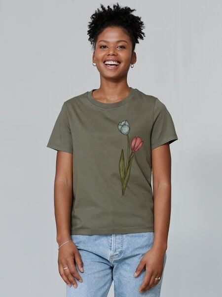 watapparel T-Shirt Frauen Blume in Wasserfarbe 05