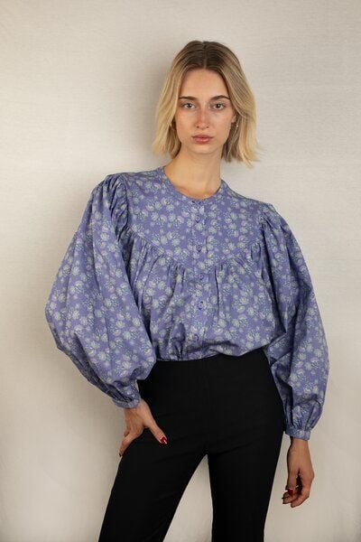 Kiwistories Bluse mit Puffärmeln