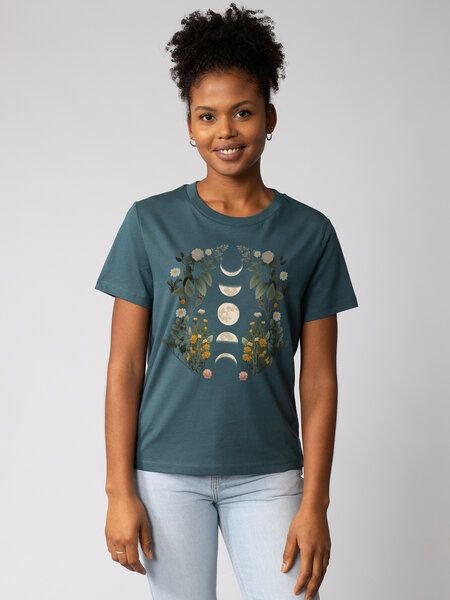 watapparel T-Shirt Frauen Moonphases & Flowers