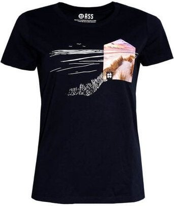Thumbnail - FÄDD Damen T-Shirt Rundhals aus Bio-Baumwolle "Nordsee BT" Navy Schwarz