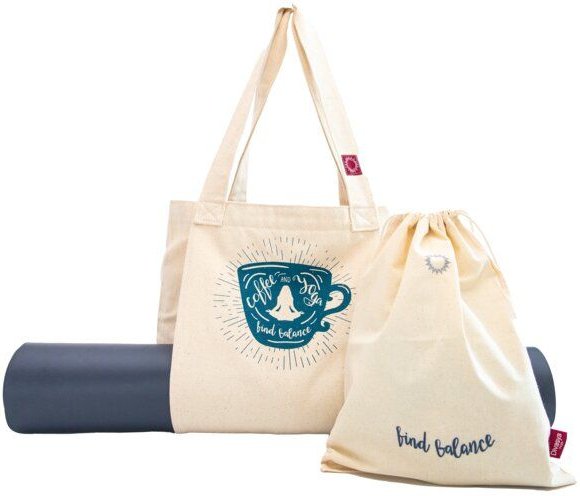 Divasya Yogatasche /Jute-Shopper mit integriertem Mattenfach aus fester Biobaumwolle
