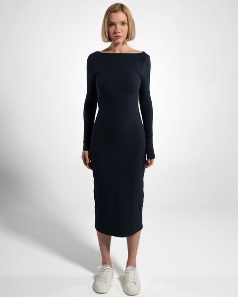 GORG Geripptes Damen-Langarmkleid aus Bio-Baumwolle & TENCEL Modal