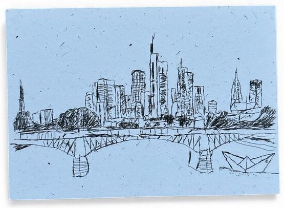 ilovemixtapes Postkarte „Frankfurt“ – zwischen Skyline und Papierboot A6