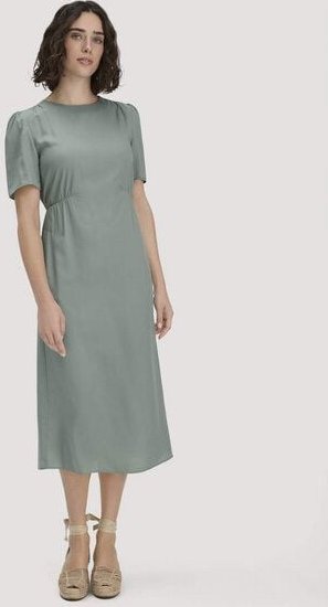 hessnatur Gewebe Kleid gerafft Midi aus reinem Lyocell LYOCELL