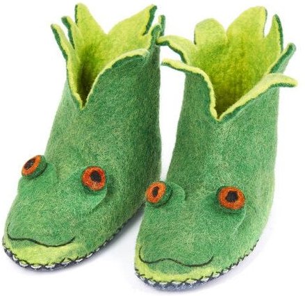 short'n'pietz Filz Hausschuhe Frosch für Kinder handgefilzt aus 100% Schafswolle