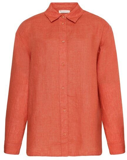 KnowledgeCotton Apparel Lockeres Leinenhemd mit langen Ärmeln - Bio-Leinen GOTS/Vegan