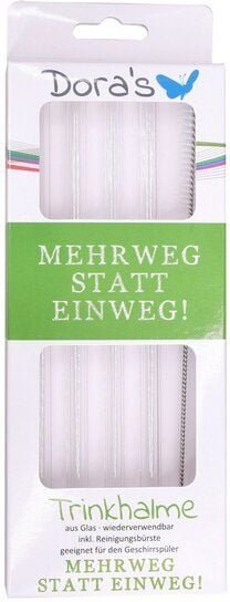 Dora's Borosilikatglas Trinkhalme mit Reinigungsbürste