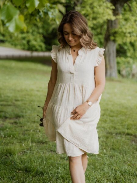 Hutch&Putch Musselin Sommerkleid - mit gerüschten Ärmeln - 100% Bio-Baumwolle - Volantkleid - kurzes Kleid - weich und a...