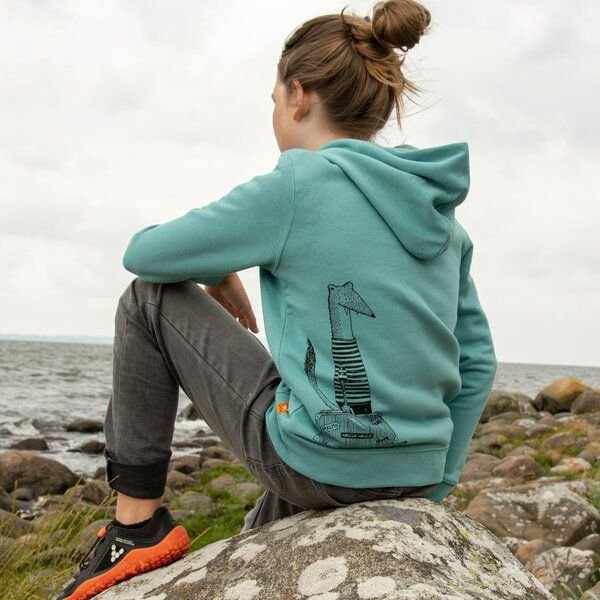 Cmig Kinder Hoodie Reisewiesel in teal monstera