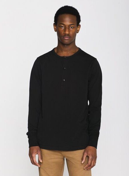 KnowledgeCotton Apparel Sweatshirt - BO long sleeve henley - aus Bio-Baumwolle