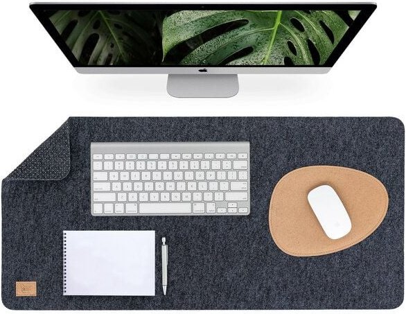 easy and green Schreibtischunterlage rPET & Filz (80x40cm) - Antirutsch - mit Mauspad