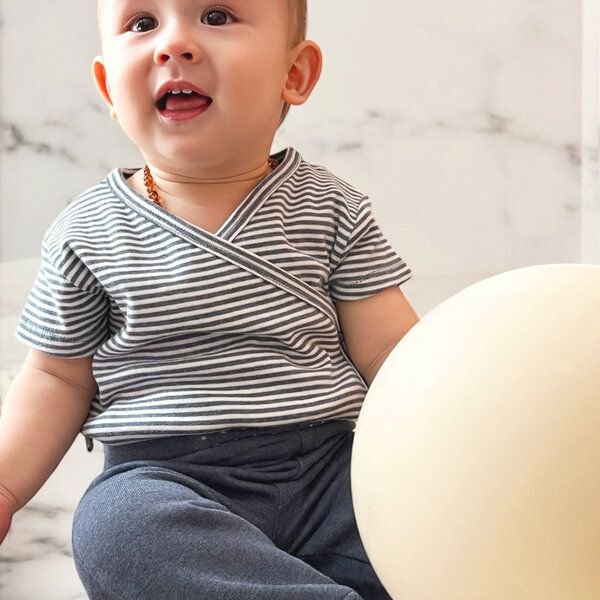 Baby S/S Kimono Body gestreift 'OrganicEra' aus Bio-Baumwolle